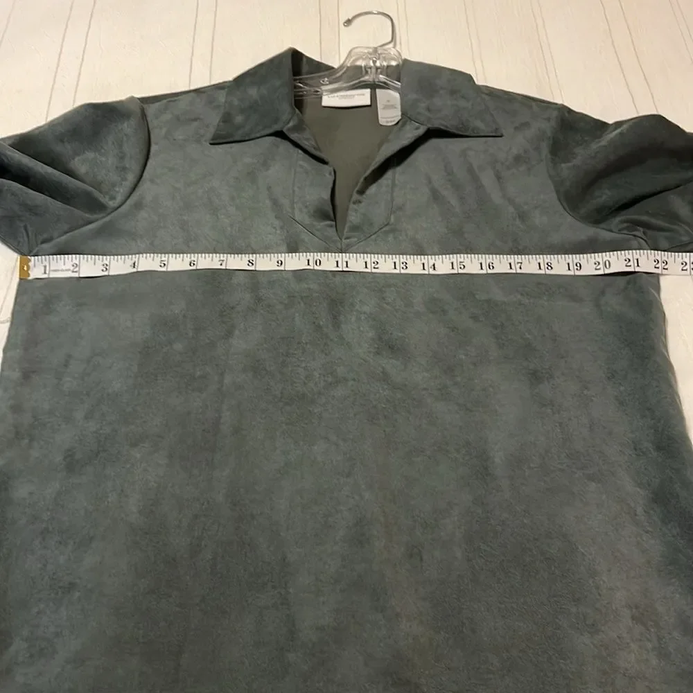 Liz Claiborne 3/4 Length Micro Suede Tunic Blouse - Picture 3 of 6